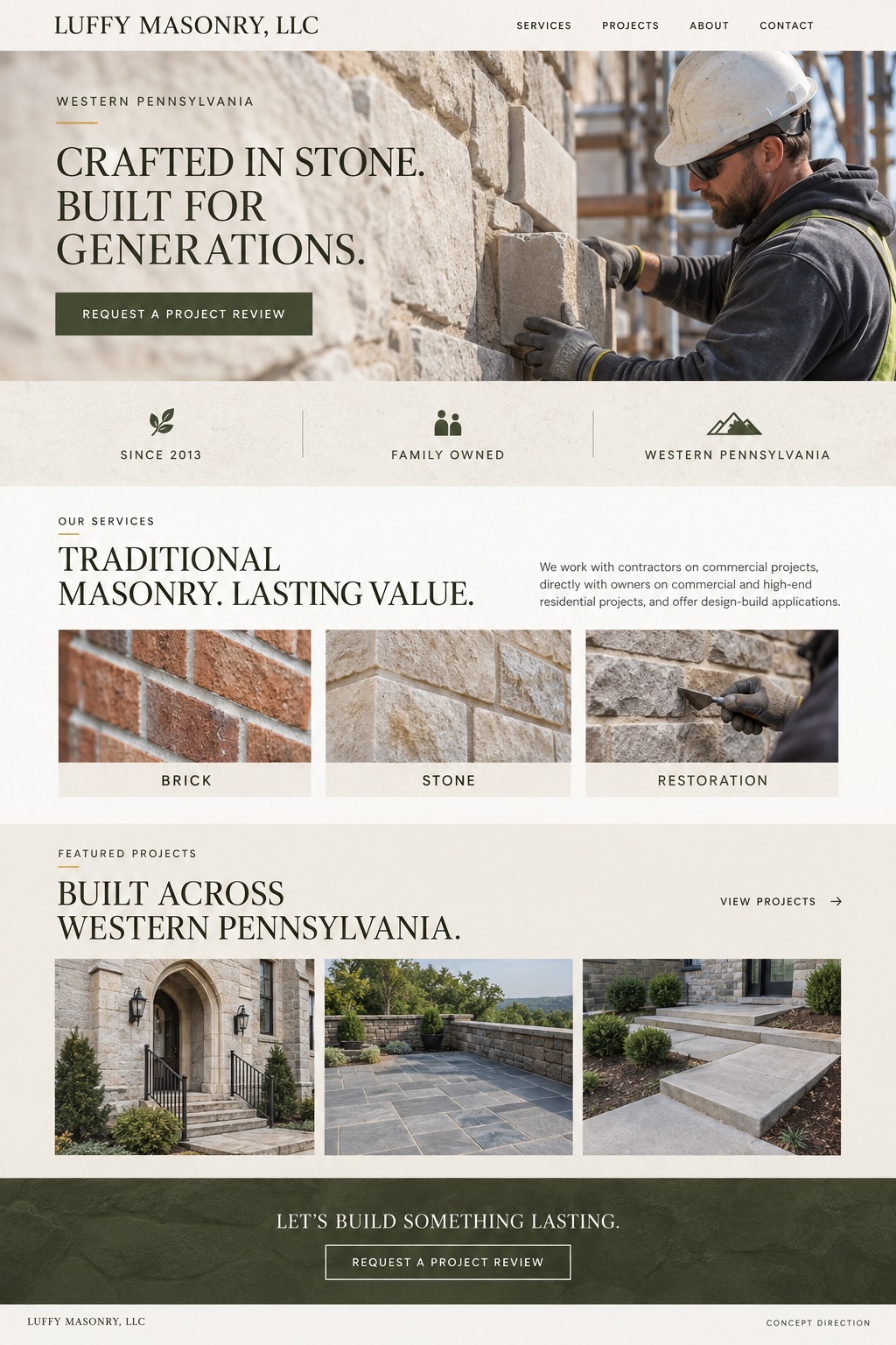 Luffy Masonry Essential Website - Architectural Direction homepage design concept